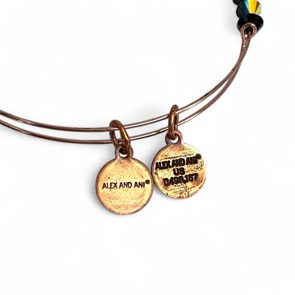 Alex and Ani Rose Gold Joy Swarovski Crystal Beaded Bangle Bracelet - Picture 3 of 5